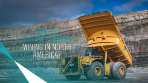 Schlam Hercules caja de camión minaro being lifted into the sky. Text reads How is Schlam Changing Minaría in North America